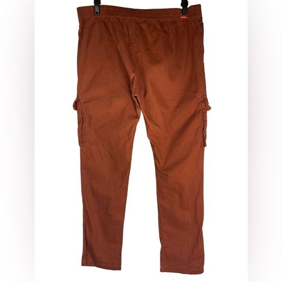 Nova men brick red pull up cargo pants sz 40 elasticized waist zip front pockets - Picture 2 of 6